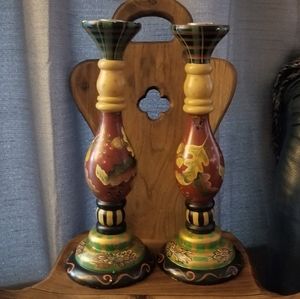 Set Tracy H.S. Porter Hand Painted Candle Holder